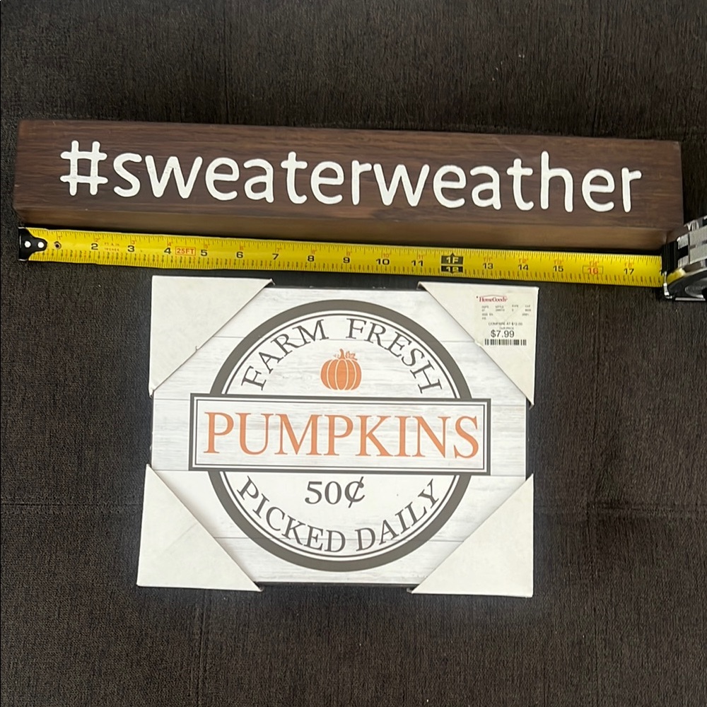 Sweater Weather Sign and Farm Fresh Pumpkins Sign